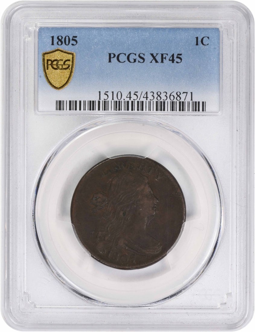 1805 Draped Bust Large Cent EF45 PCGS Certified Copper (1 of 4)