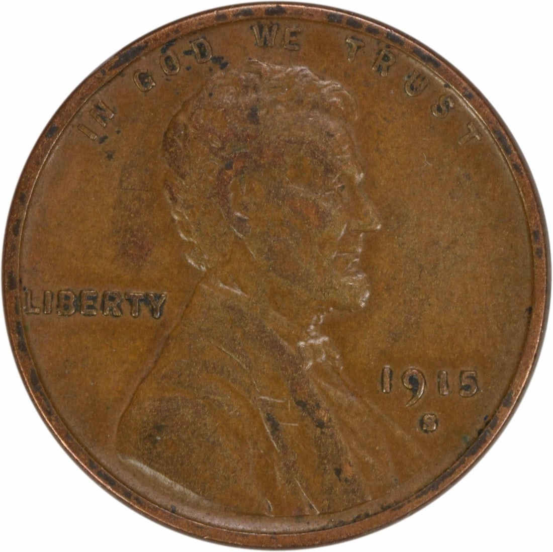 1915-S Lincoln Wheat Cent EF Uncertified Copper Coin (1 of 2)