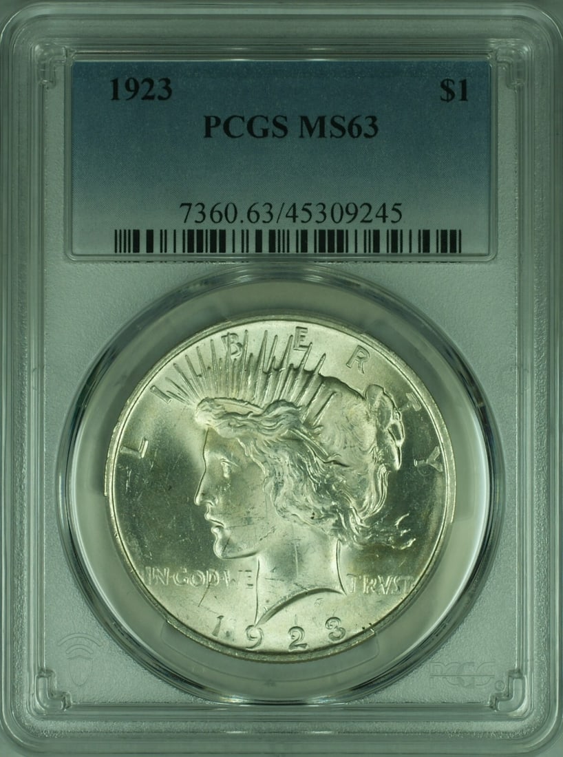 1923 Peace Silver Dollar PCGS MS63 Uncirculated Philadelphia Mint (1 of 2)