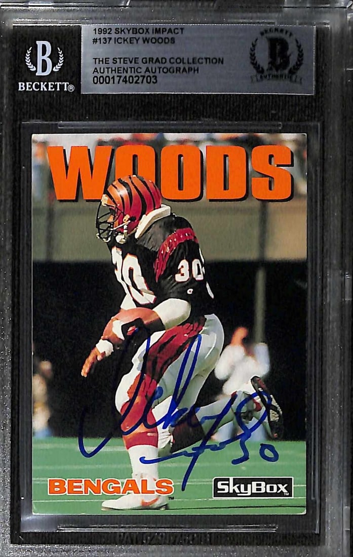 Ickey Woods Signed 1992 SkyBox Impact #137 Card Beckett Authenticated (1 of 1)