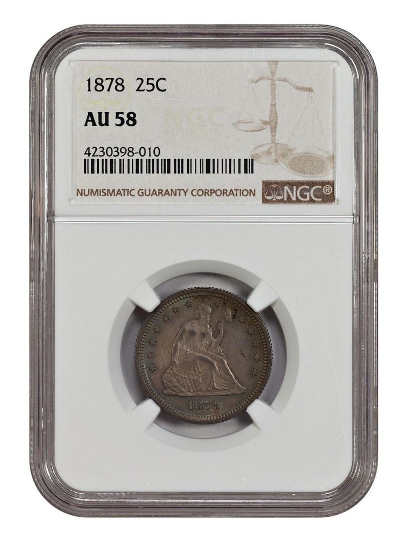 NGC AU58 1878 Liberty Seated 25 Cent Quarter Coin (1 of 4)