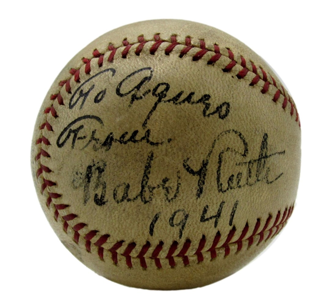 Babe Ruth Signed 1941 OAL Baseball Inscribed to Agnes PSA/DNA (1 of 12)