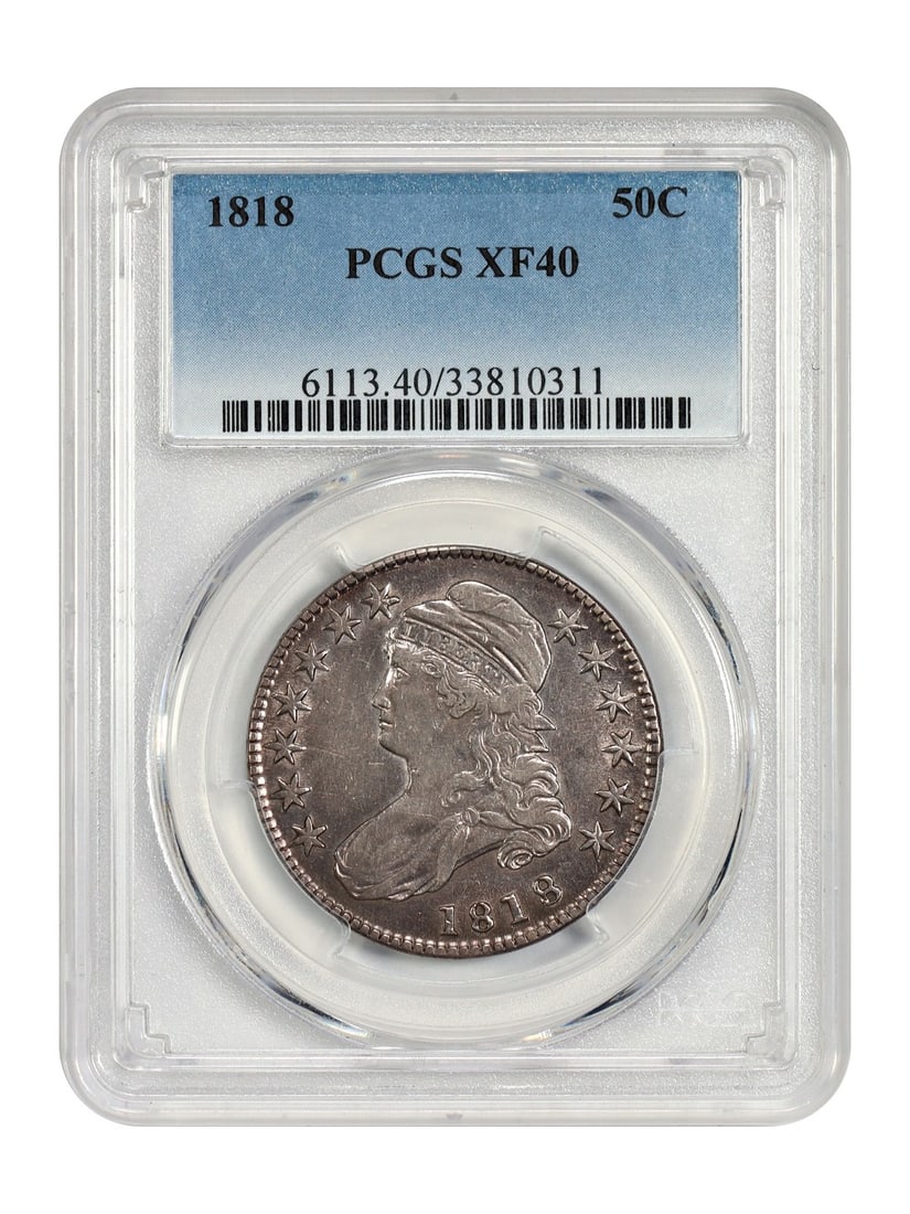 PCGS XF40 1818 Capped Bust Half Dollar 50 Cent Coin (1 of 4)