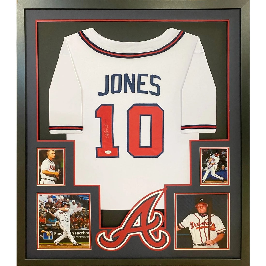 Chipper Jones Autographed Framed Jersey Atlanta Braves JSA Certified (1 of 3)