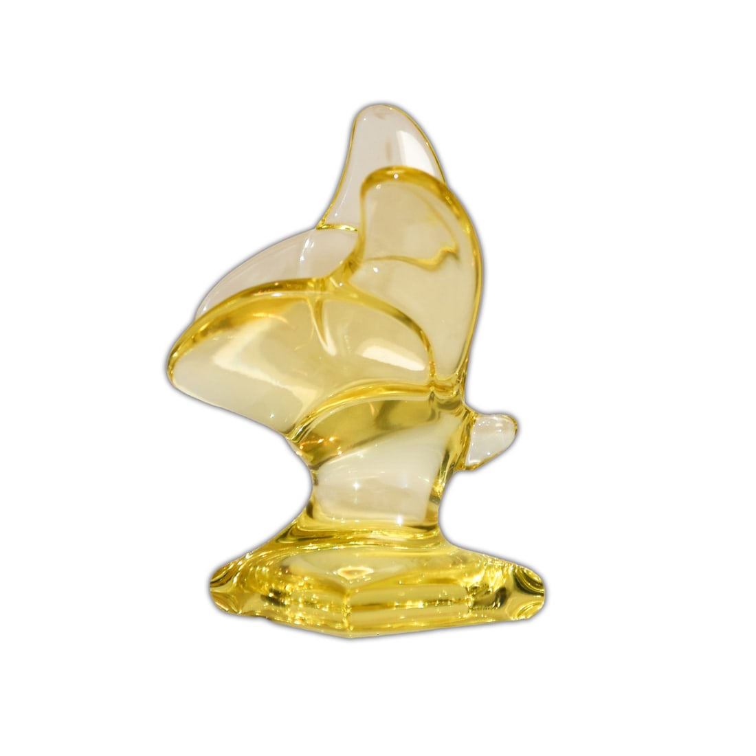 Baccarat Signed Yellow Lucky Butterfly Crystal Figurine with Stand (1 of 8)