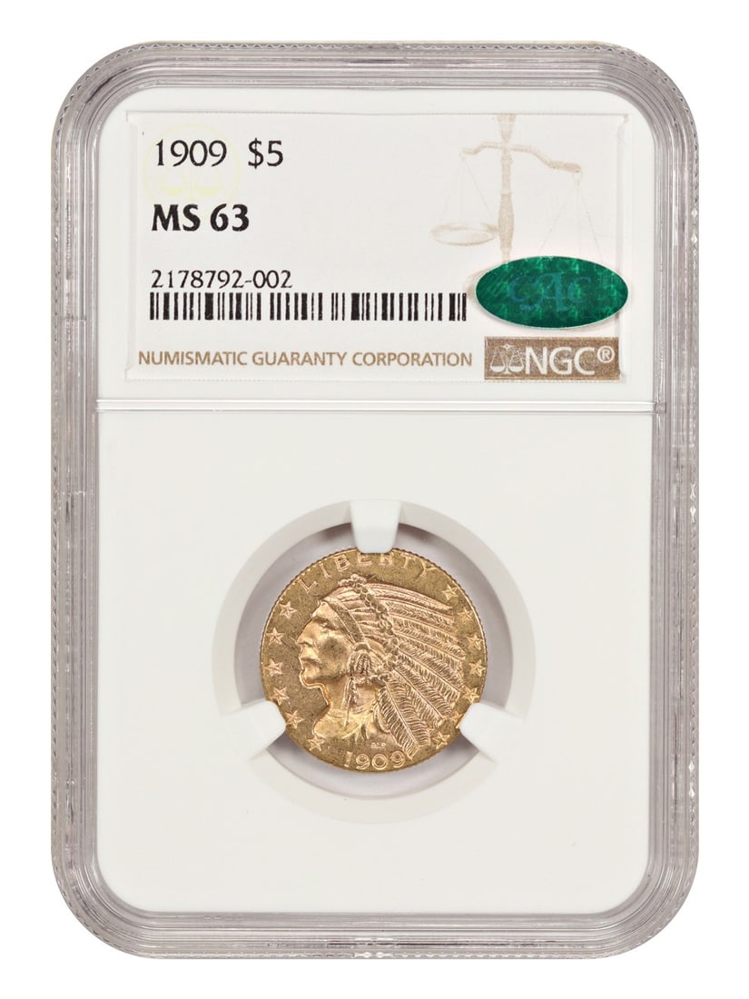1909 Indian Head Half Eagle Gold Coin NGC CAC MS63 Philadelphia (1 of 4)