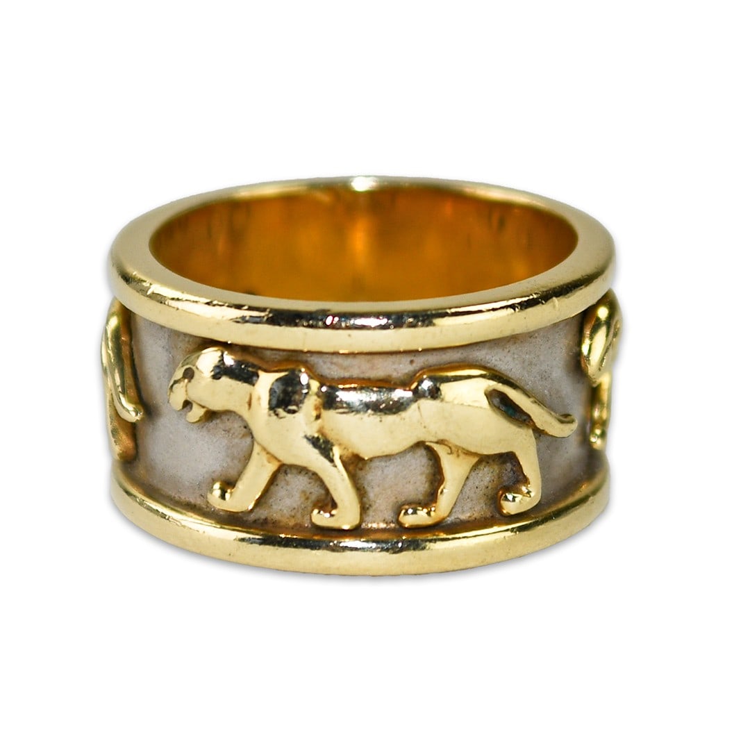 Panther Motif Band in 14k Yellow and White Gold 11.7g Size 7 (1 of 7)