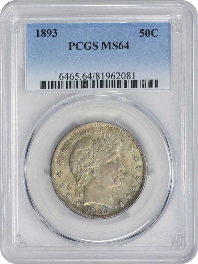 1893 Barber Half Dollar MS64 PCGS Uncirculated 90% Silver Coin (1 of 3)