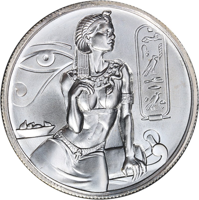 Cleopatra Egyptian Gods Ultra High Relief 2 oz Silver Round (1 of 2)