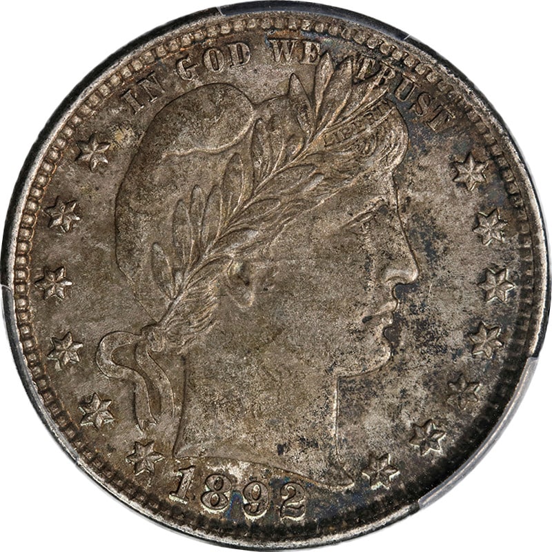 1892-P Barber Quarter PCGS AU58 Strong Strike Silver Coin (1 of 4)