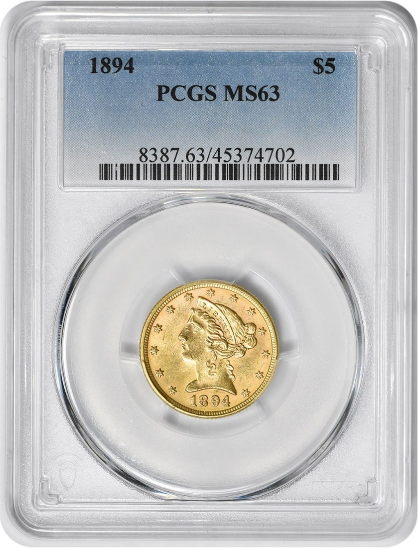 1894 $5 Gold Liberty Head MS63 PCGS Uncirculated Coin (1 of 2)