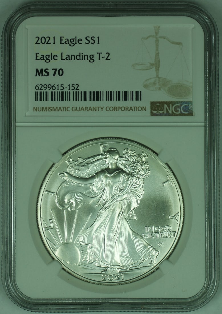2021 NGC MS 70 Type-2 American Silver Eagle Coin (1 of 2)
