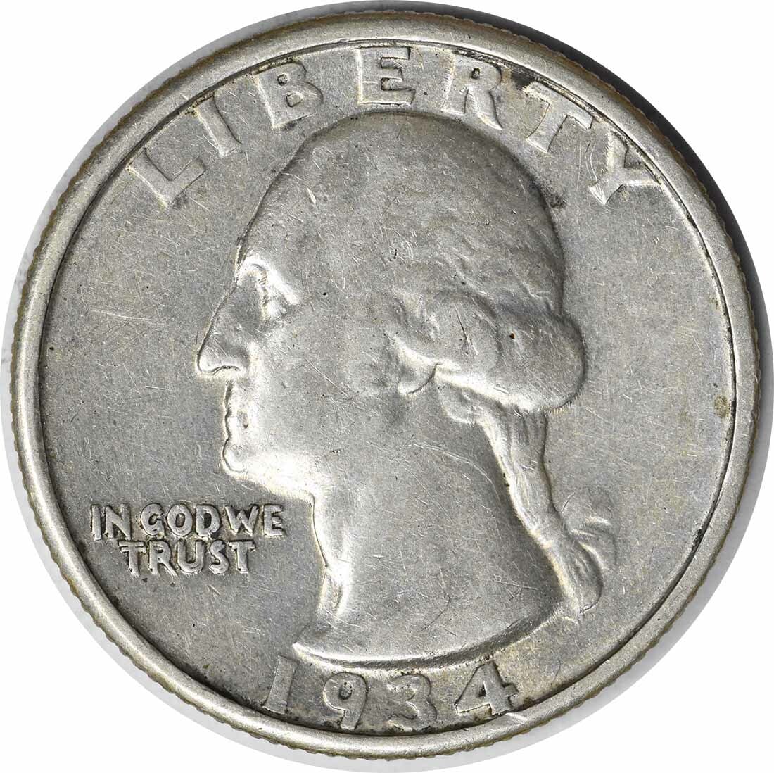 1934 Washington Silver Quarter DDO FS-101 90% Silver Uncertified (1 of 2)