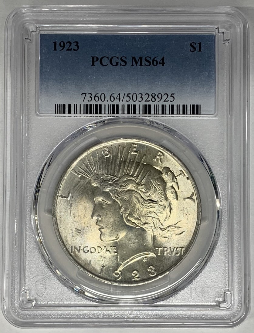 1923 Peace Silver Dollar Coin PCGS MS 64 Uncirculated (1 of 2)