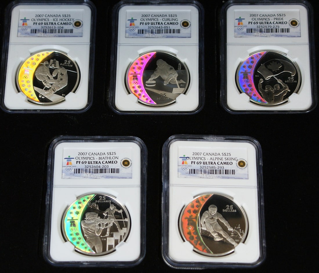 2007 Canada Olympic Hologram Coins Set 5 Silver $25 NGC PR 69 (1 of 8)