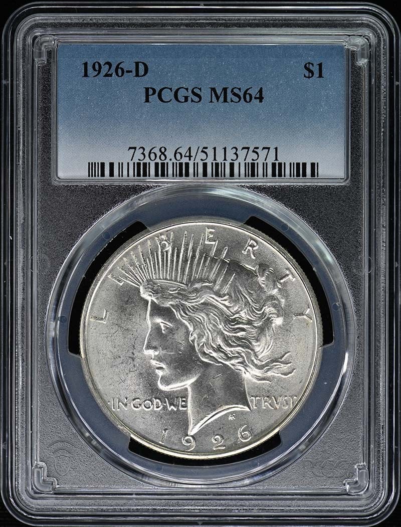 1926-D Peace Dollar PCGS MS64 Uncirculated Denver Mint Coin (1 of 2)