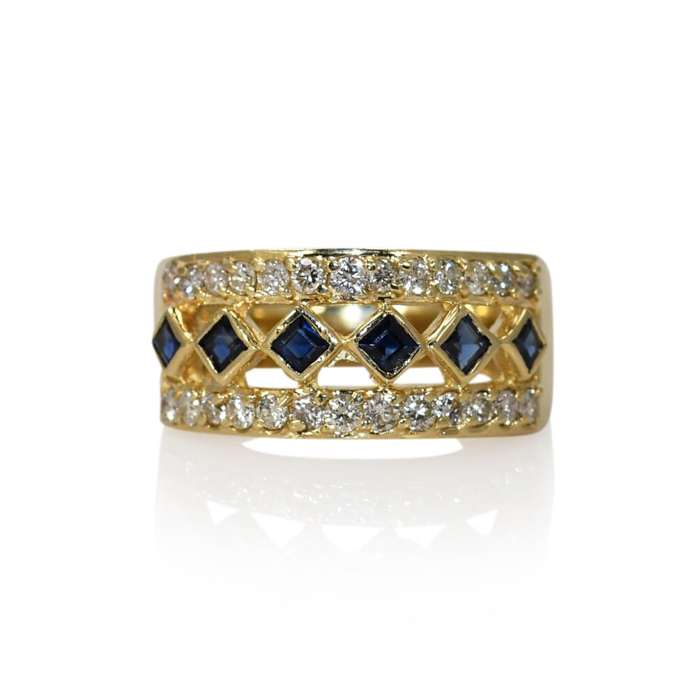 14K Yellow Gold Sapphire Diamond Ring 0.75ctw Ladies Size 7.25 (1 of 5)
