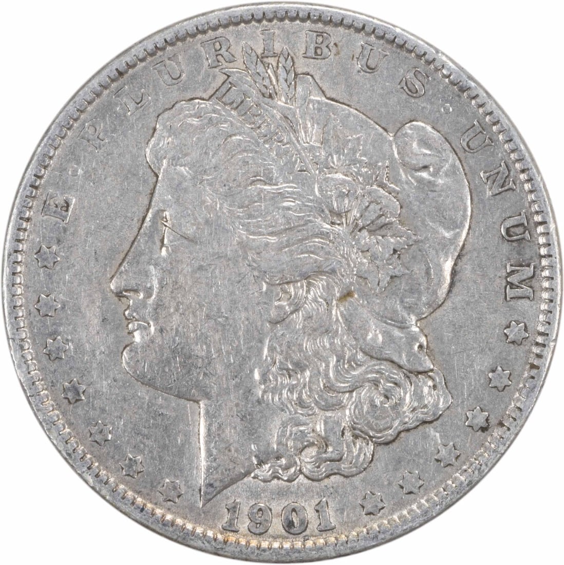 1901 Morgan Silver Dollar $1 Coin by George T. Morgan Uncertified: 1901 Morgan Silver Dollar $1 Coin by George T. Morgan Uncertified This 1901 Morgan Silver Dollar is a classic piece of American numismatics, featuring the iconic design by George T. Morgan. The coin i