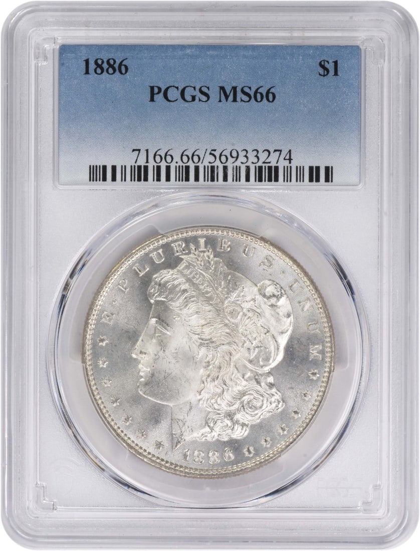 MS66 Graded 1886 Morgan Dollar Certified by PCGS (1 of 2)