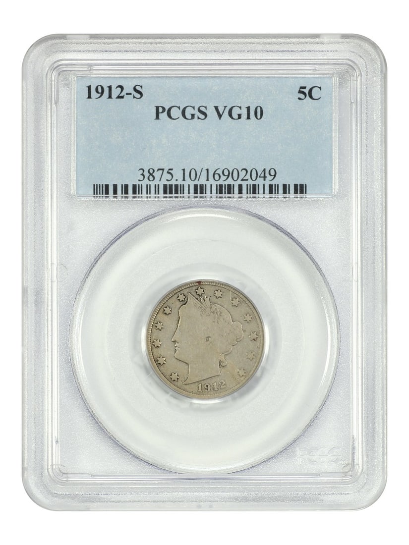 1912-S Liberty Nickel 5C PCGS VG10 Low Mintage Certified (1 of 4)