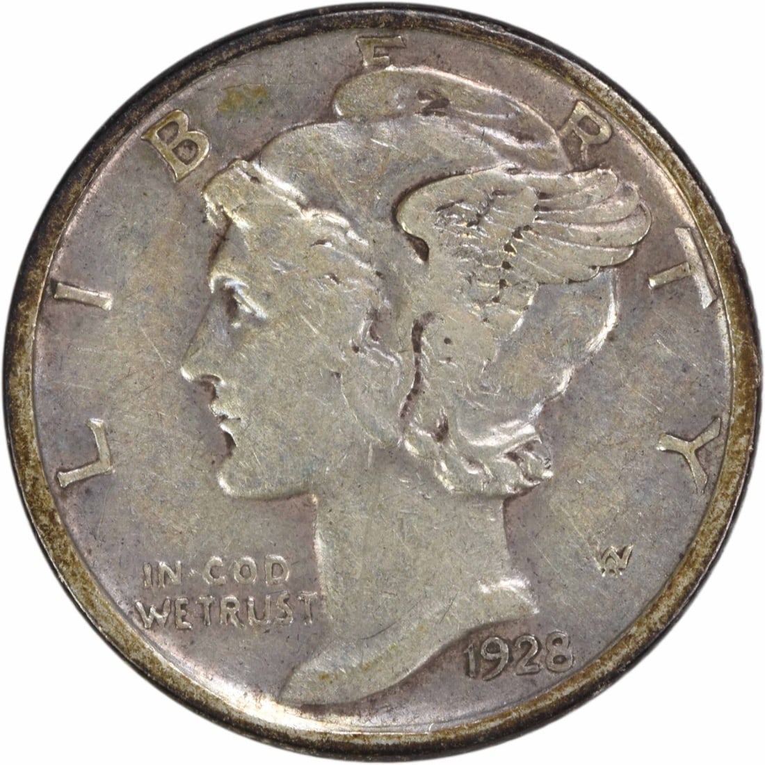 1928-D Mercury Dime 90% Silver EF Uncertified Coin (1 of 2)