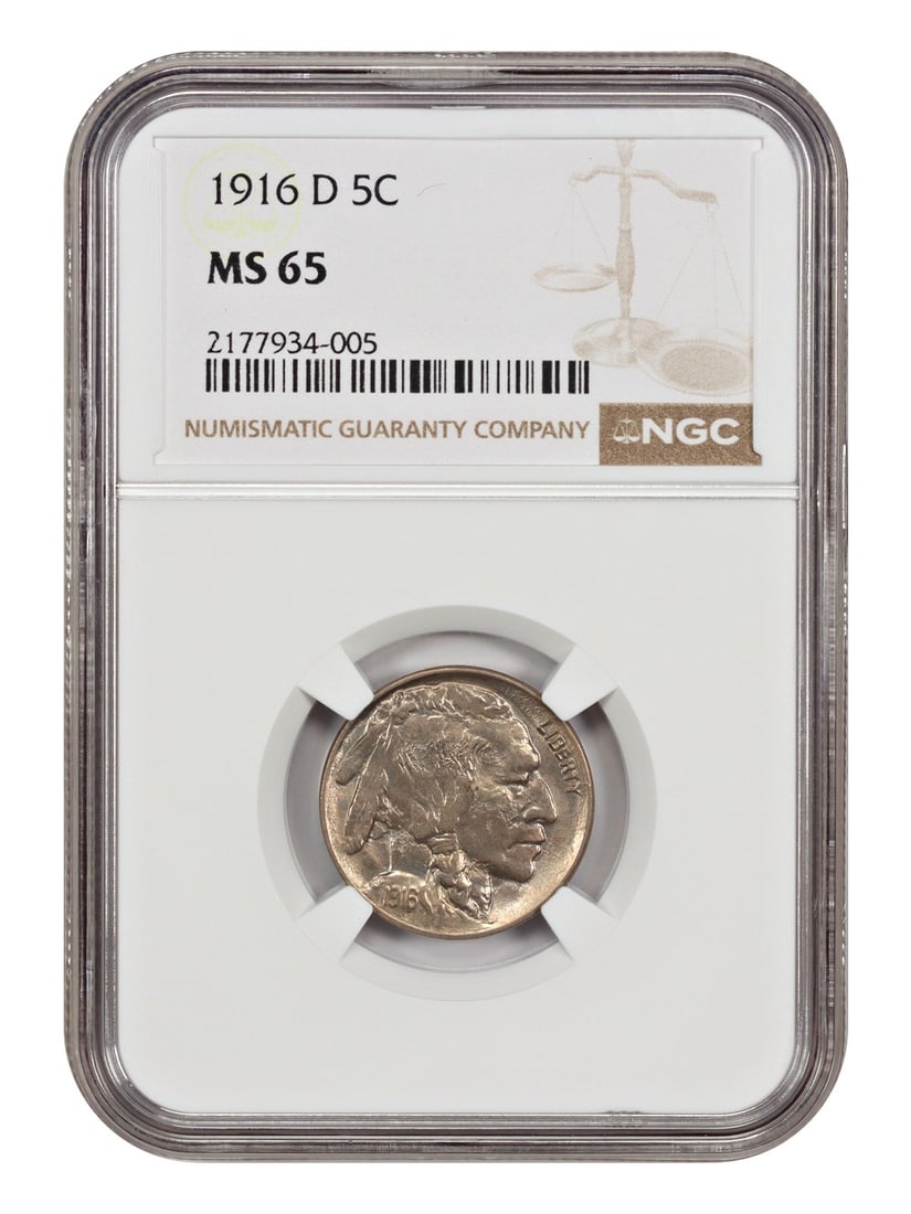 1916-D Buffalo Nickel NGC MS65 Uncirculated Gem Coin (1 of 4)