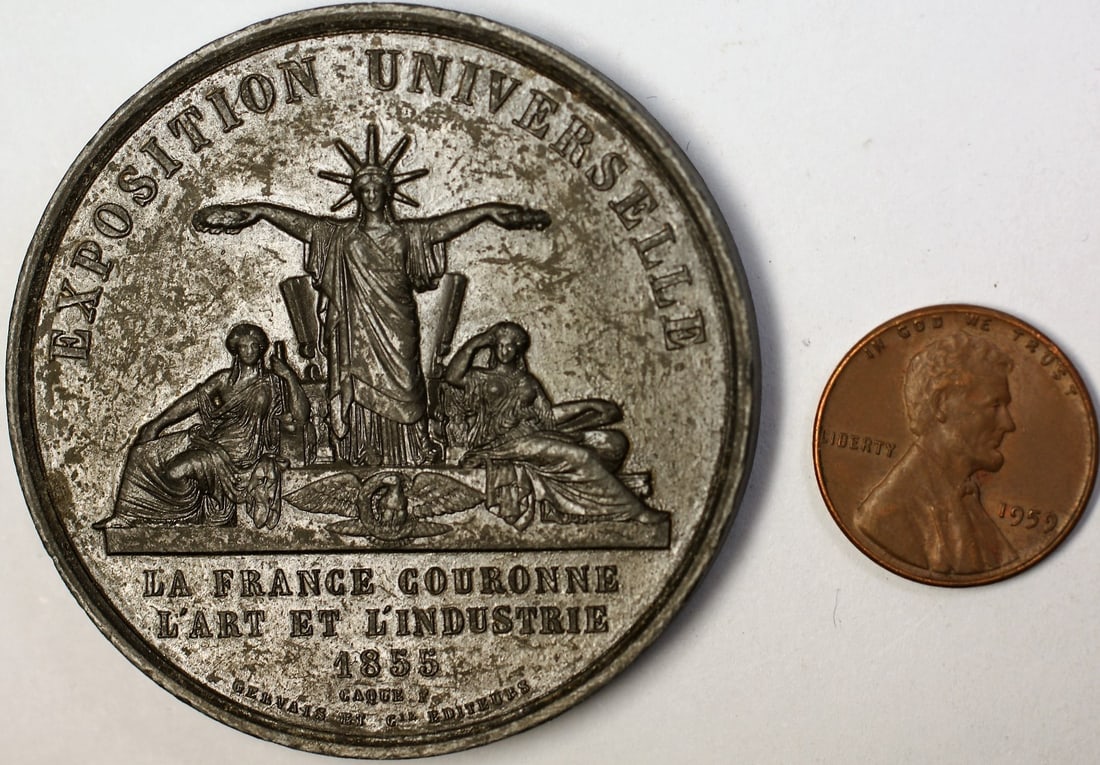 1855 French Bronze Liberty High Relief Medal (1 of 2)
