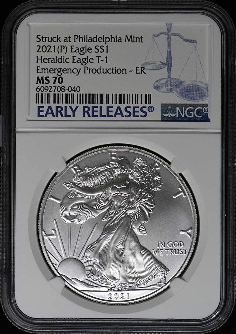2021 Eagle Heraldic T-1 S$1 NGC MS70 Emergency Production Coin (1 of 2)