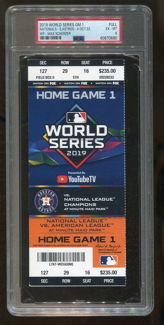 2019 World Series Complete Ticket Set Astros vs Nationals Strasburg MVP Original (1 of 12)