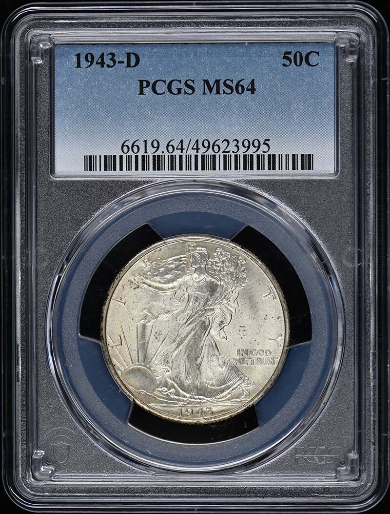 1943-D Walking Liberty Half Dollar PCGS MS64 Certified Coin (1 of 2)