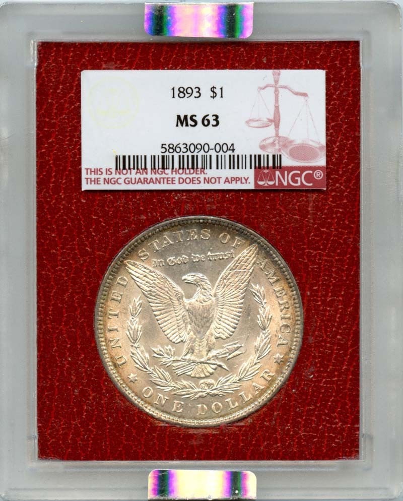 1893 Morgan Dollar NGC MS63 Uncirculated Philadelphia Coin: 1893 Morgan Dollar NGC MS63 Uncirculated Philadelphia Coin This 1893 Morgan Dollar is a stunning example of U.S. coinage, certified by NGC with a grade of MS63. Struck in Philadelphia, this uncirculat