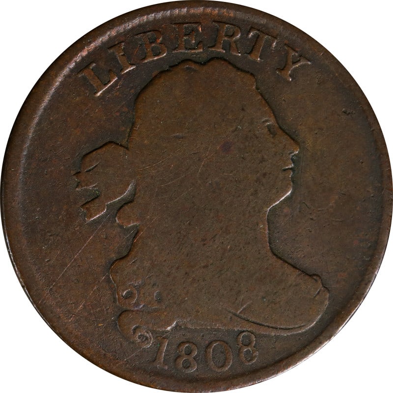 1808 Circulated Half Cent Copper Coin American Numismatic History (1 of 2)