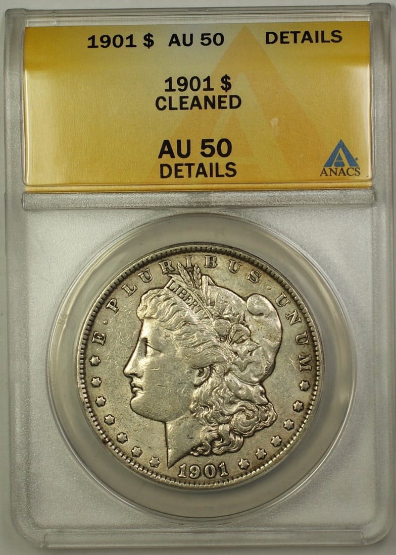 1901 Morgan Silver Dollar Coin ANACS AU 50 Silver Minted in Philadelphia (1 of 2)