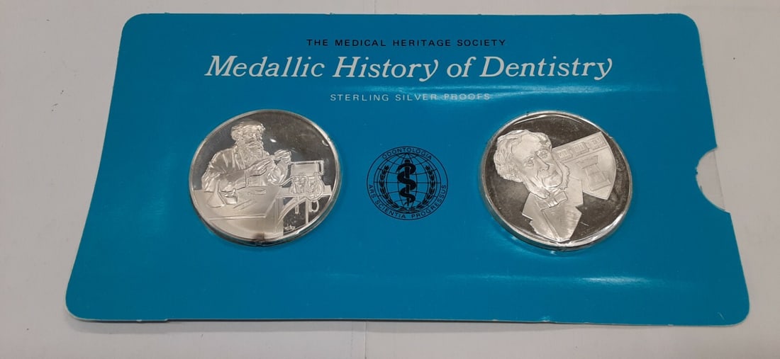 Franklin Mint .925 Silver Proof Medals History of Dentistry by N. Keep and S. White: Franklin Mint .925 Silver Proof Medals History of Dentistry by N. Keep and S. White This collection features a set of uncirculated .925 silver medals from the Franklin Mint, celebrating the History of