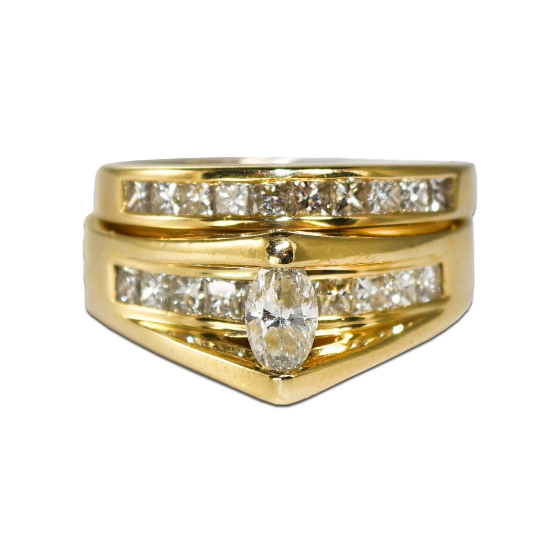 14K Yellow Gold Marquise Diamond Wedding Ring Set 0.30ct SI H-I (1 of 7)
