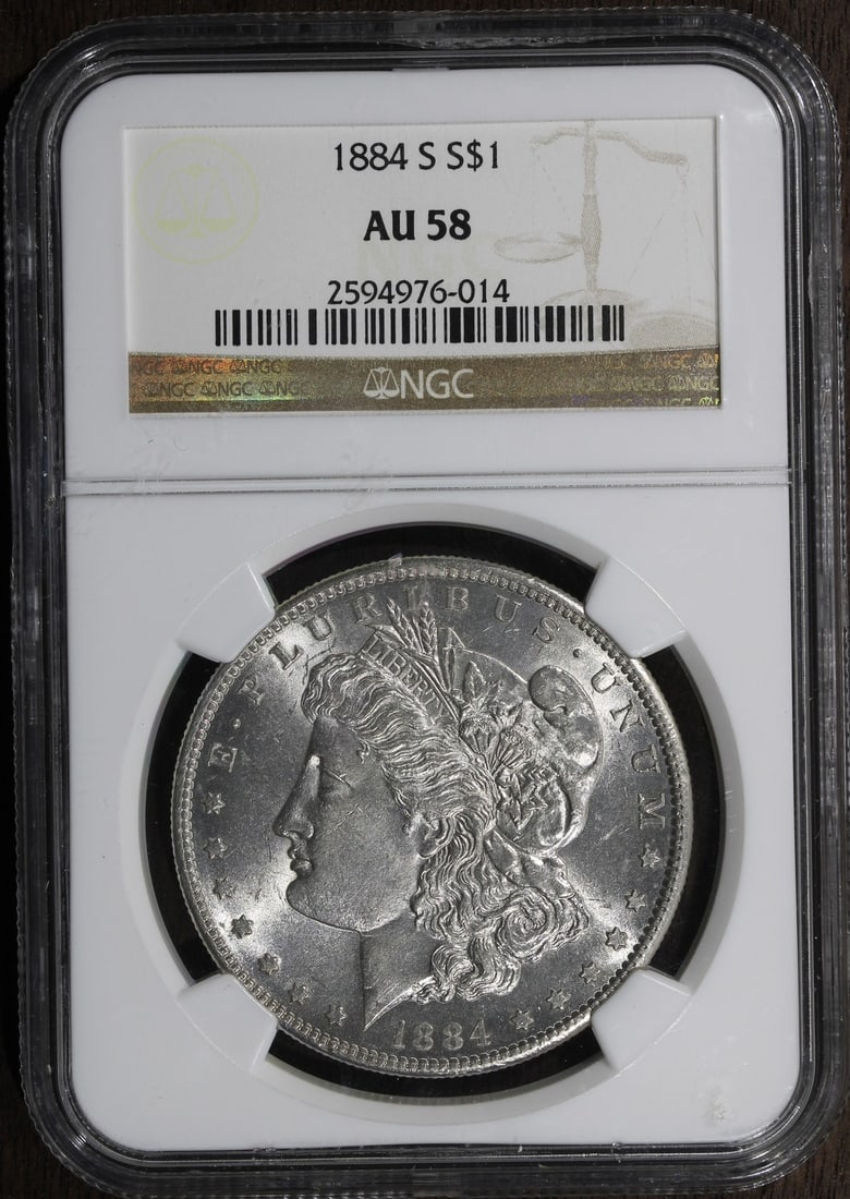 1884-S Morgan Silver Dollar AU58 NGC Certified Rare Coin (1 of 4)
