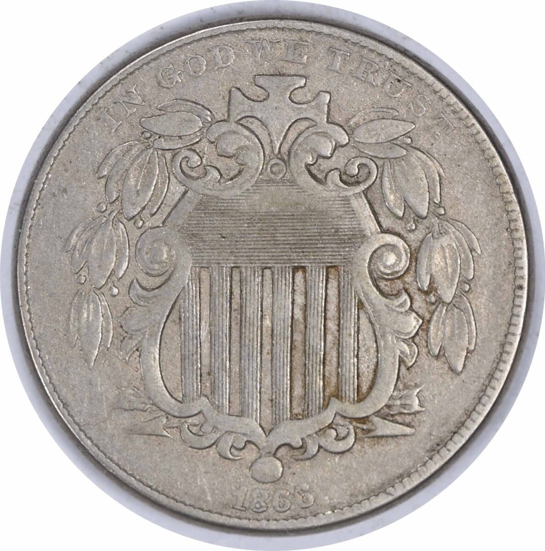 1866 Shield Nickel XF Uncertified Philadelphia Mint 5C Coin (1 of 2)