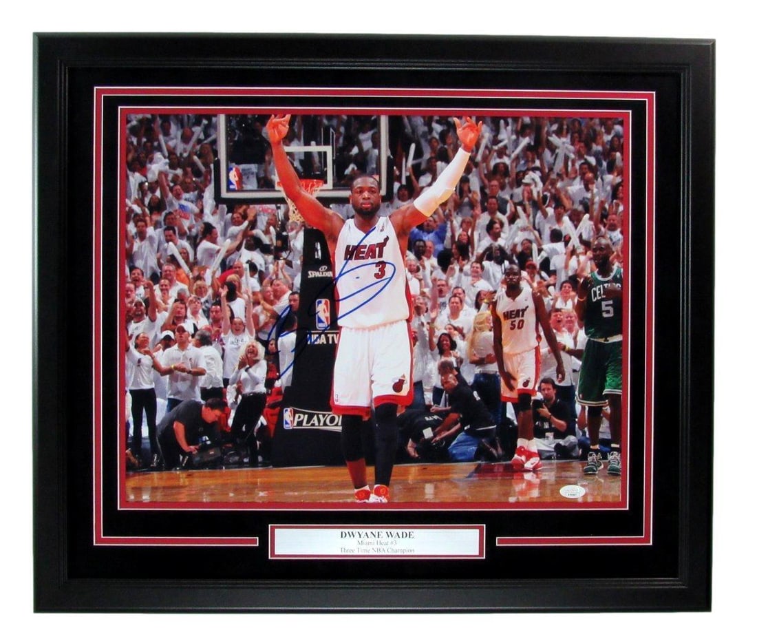 Dwyane Wade Signed 16x20 Miami Heat Photo Framed JSA Certified (1 of 4)