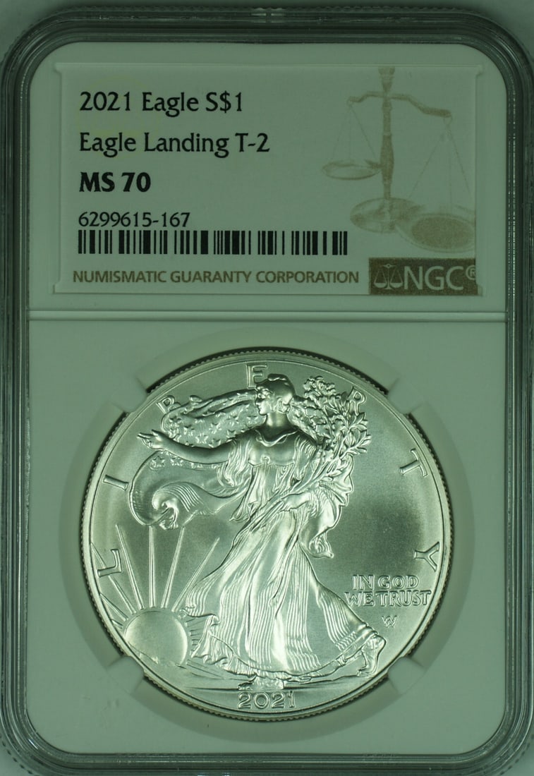 2021 American Silver Eagle Type-2 NGC MS 70 Brown Label (1 of 2)