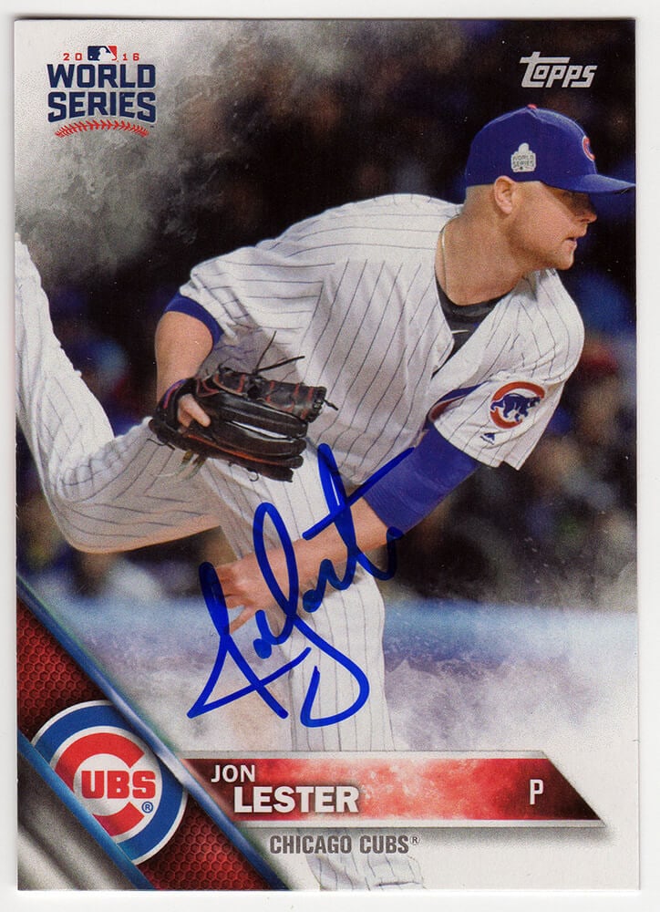 Jon Lester Signed Cubs 2016 Topps World Series Card #WS17 with COA (1 of 2)