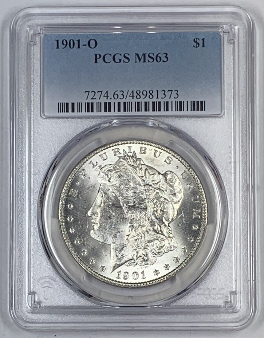 1901-O Morgan Silver Dollar Coin PCGS MS 63 Uncirculated: 1901-O Morgan Silver Dollar Coin PCGS MS 63 Uncirculated This 1901-O Morgan Silver $1 Dollar Coin is a stunning piece of numismatic history. With a grade of MS 63, this uncirculated coin showcases the