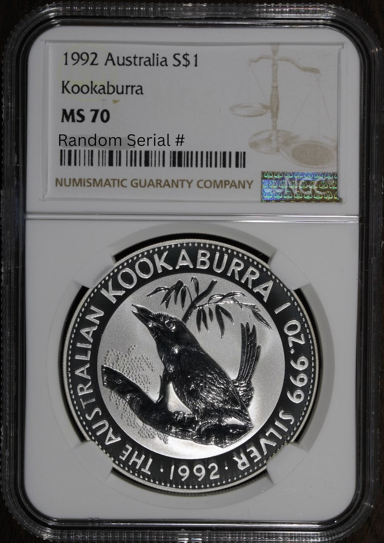 1992 MS70 1 oz Silver Kookaburra Coin NGC Australia (1 of 2)