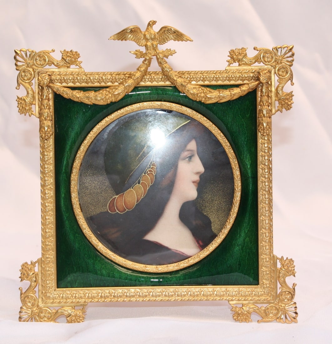 19C French Gold Plated Bronze Picture Frame with Enamel Detail (1 of 5)