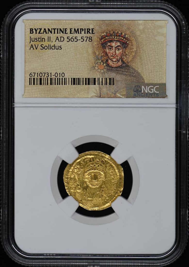 Byzantine Empire AV Solidus Justin II AD 565-578 NGC Certified (1 of 4)