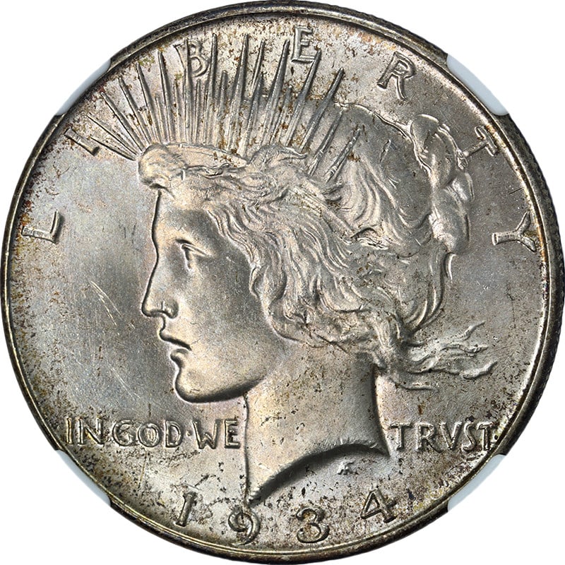 NGC Graded 1934 Peace Silver Dollar MS65 Philadelphia Mint (1 of 4)