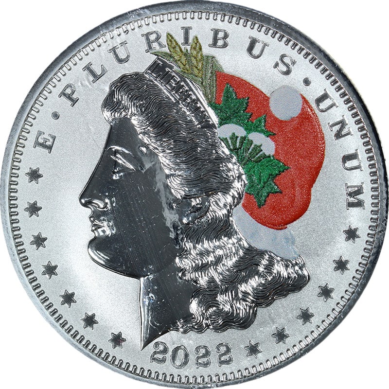 Fiji 2022 Silver Morgan Dollar Santa Hat Colorized 1 oz ANACS RP70 (1 of 4)