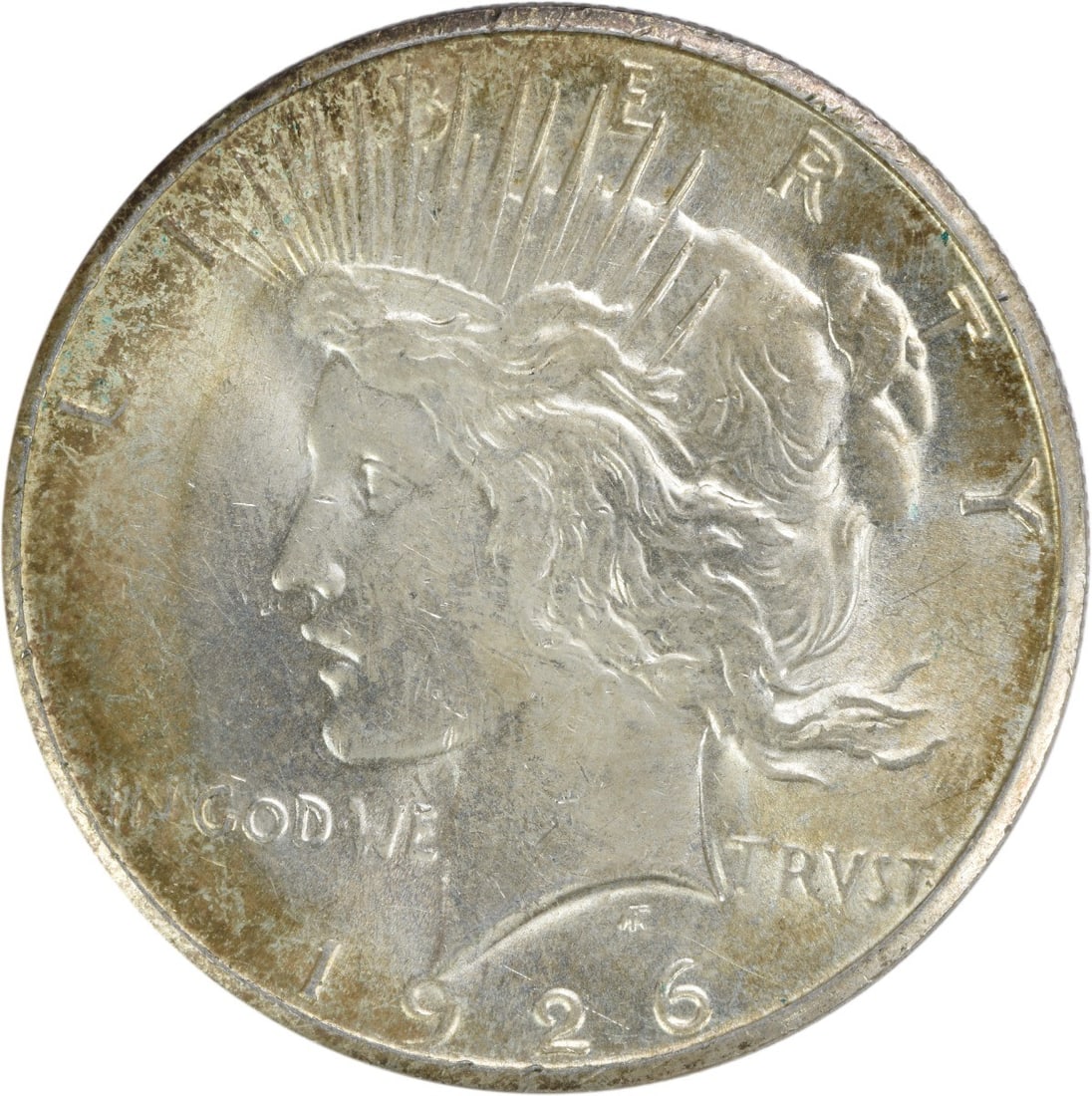 1926-S Peace Silver Dollar 90% Silver AU Uncertified Coin: 1926-S Peace Silver Dollar 90% Silver AU Uncertified Coin This 1926-S Peace Silver Dollar is a captivating historical coin featuring striking details and a unique design by Anthony de Francisci. It is