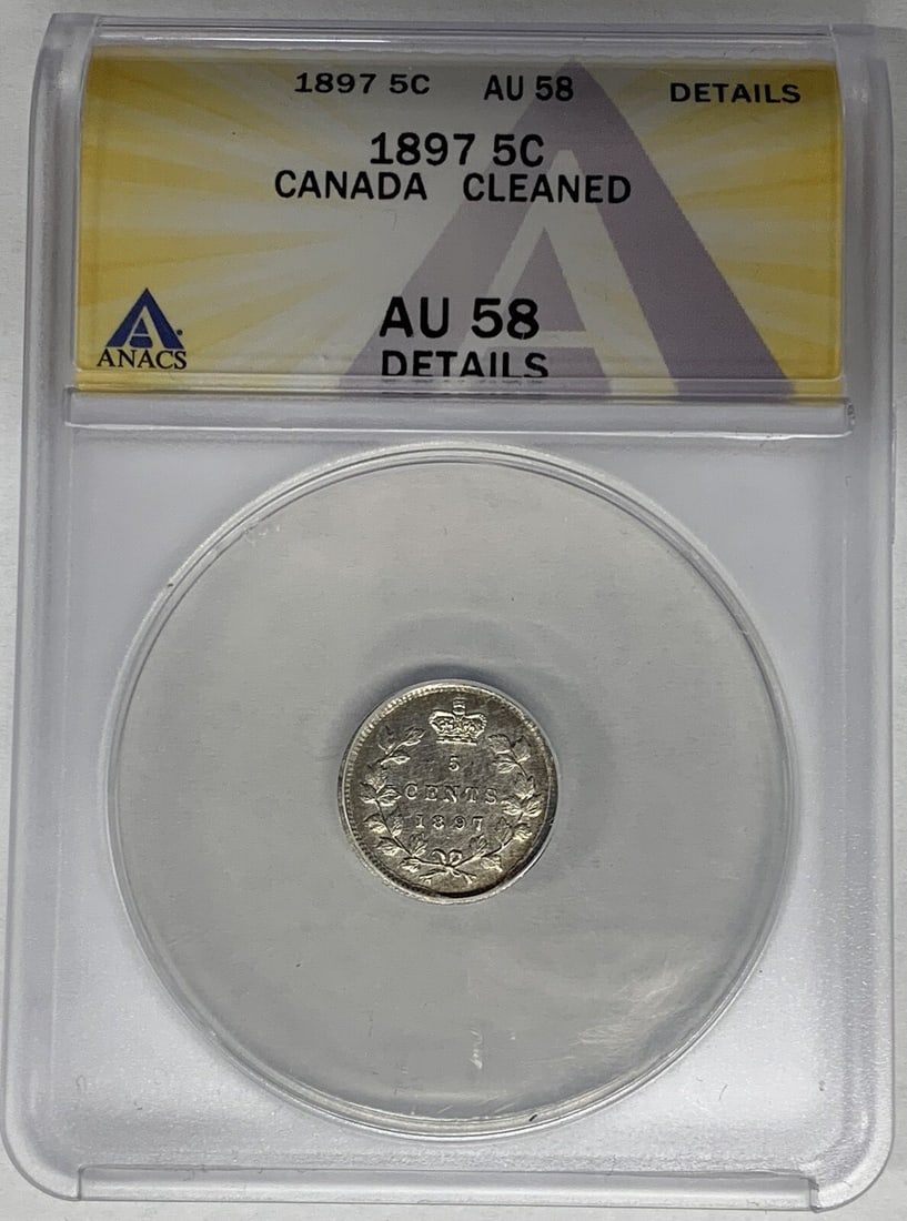 1897 Canada 5C Silver Coin ANACS AU 58 Certified (1 of 2)