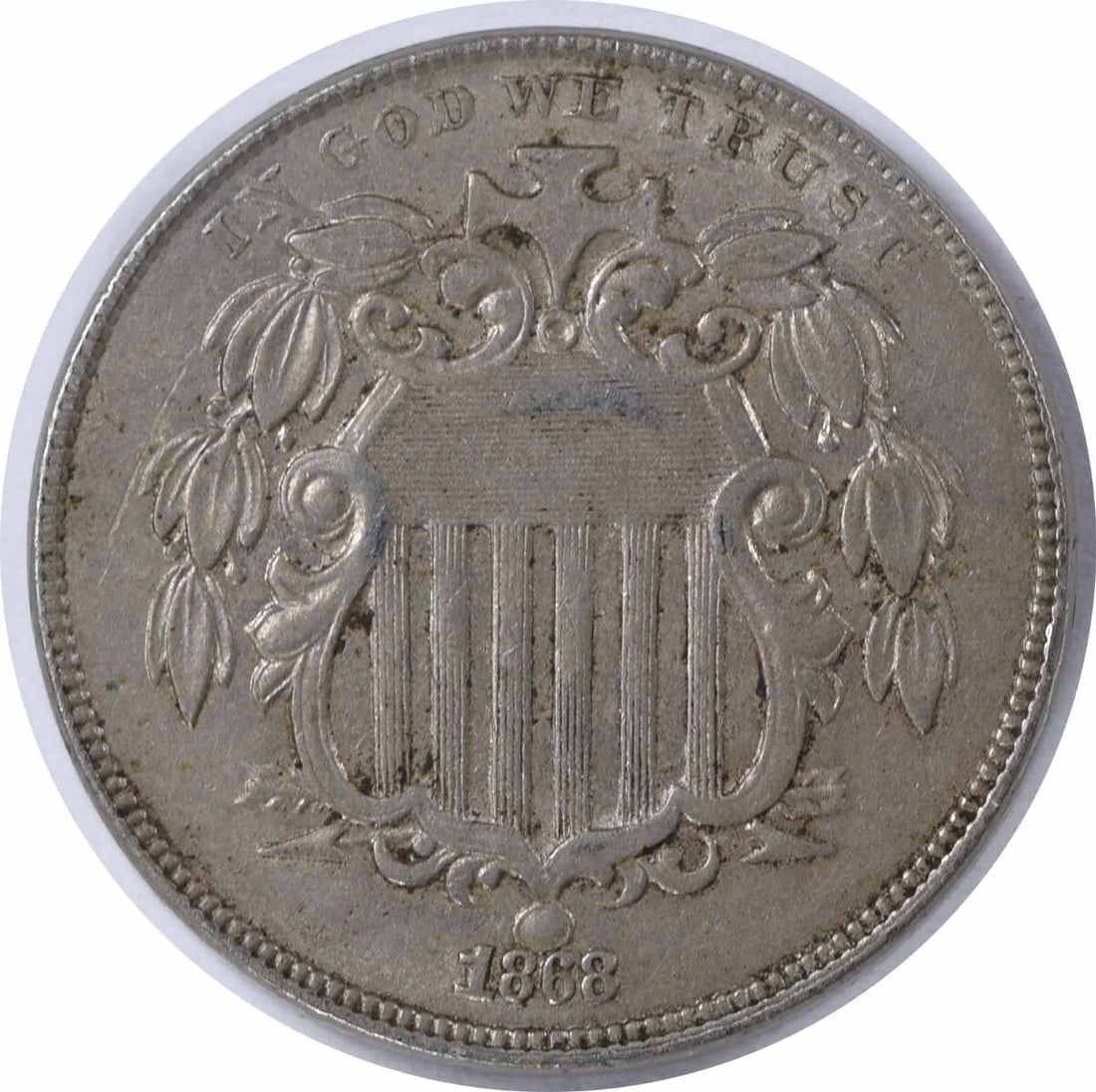 1868 Shield Nickel AU Circulated No Mint Mark 5C (1 of 2)