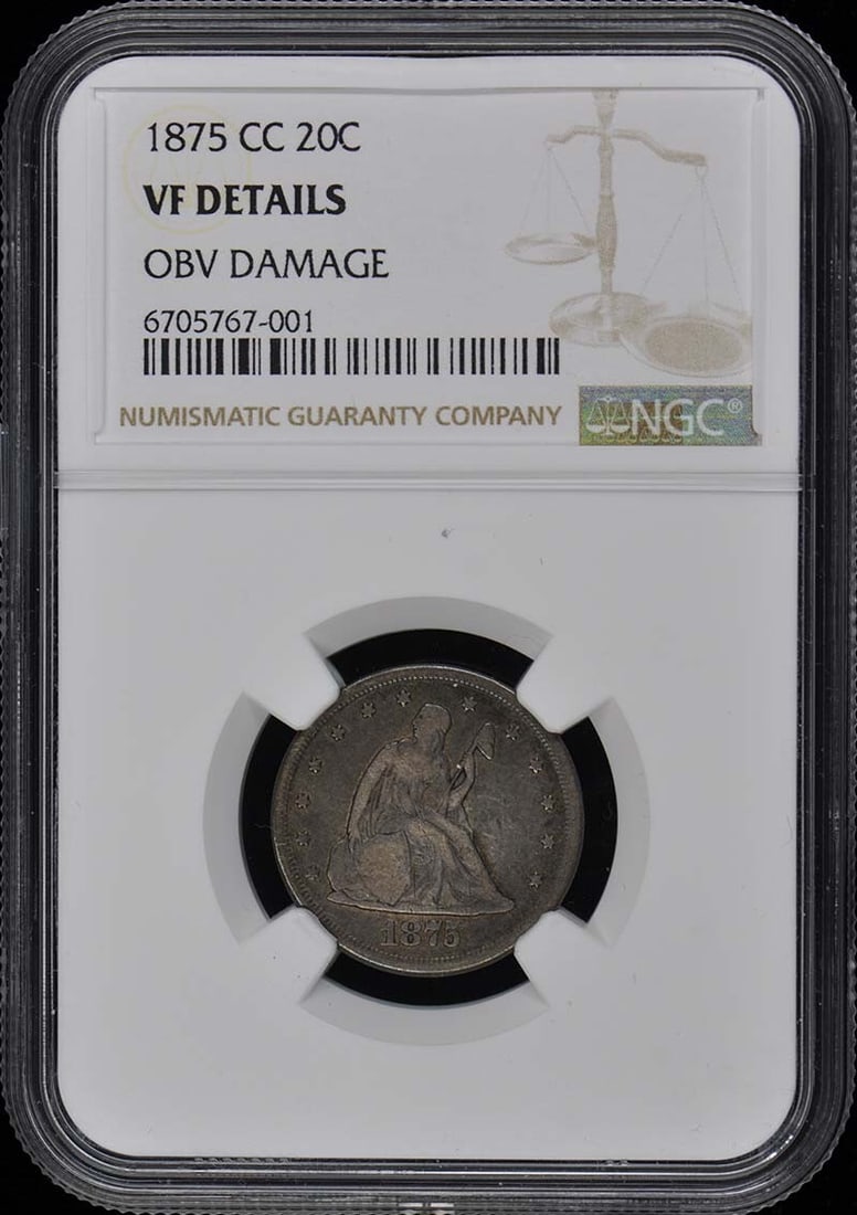 1875-CC Twenty Cent Coin NGC VF Details Carson City (1 of 4)